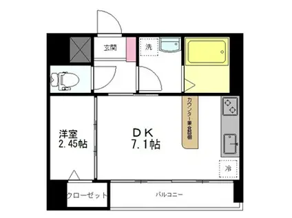 プライム上杉(1DK/3階)の間取り写真