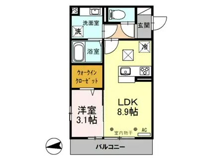 ヴィラージュ(1LDK/1階)の間取り写真