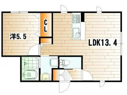 エルカーサ門司港(1LDK/1階)の間取り写真