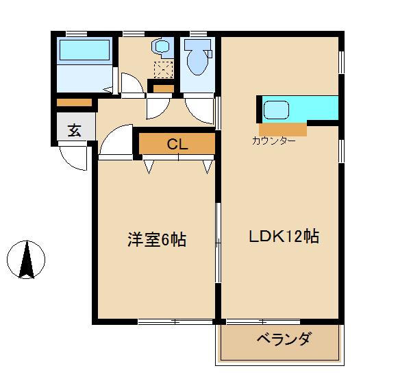 メゾン安曇野(1LDK/2階)の間取り写真