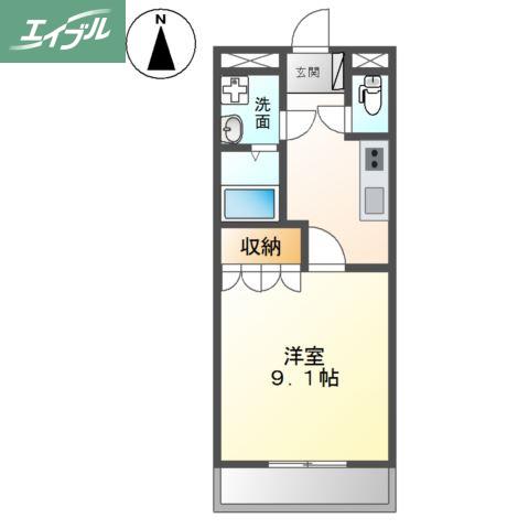 エスポアール高松(1K/1階)の間取り写真