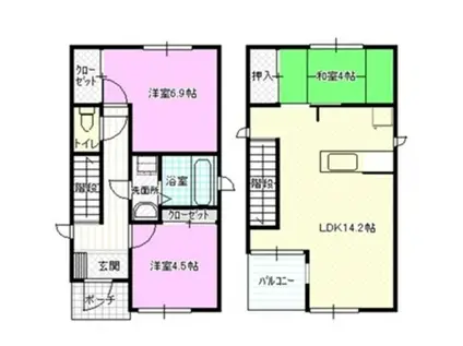 レオパレスイーハートーブ(1K/2階)の間取り写真