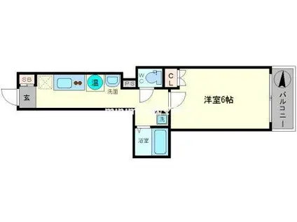 みおつくし東なんば(1K/6階)の間取り写真