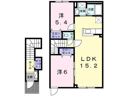ＪＲ室蘭本線 糸井駅 バス乗車時間：23分 最寄りバス停で下車 徒歩3分 2階建 築10年(2LDK/2階)の間取り写真
