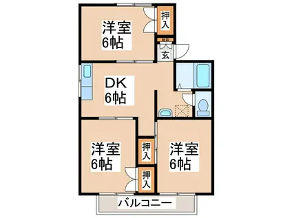 ビラ中洲(3DK/2階)の間取り写真