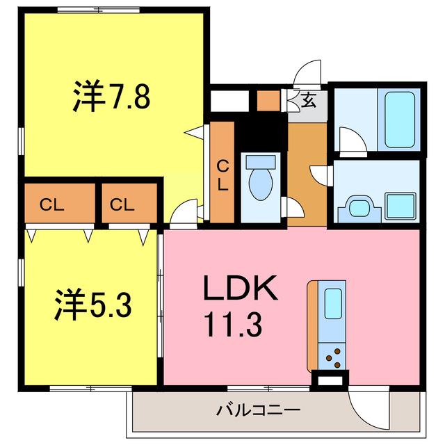 サニーハイツ(2LDK/1階)の間取り写真