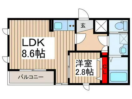 東武伊勢崎線 新田駅(埼玉) 徒歩2分 3階建 築6年(1LDK/1階)の間取り写真