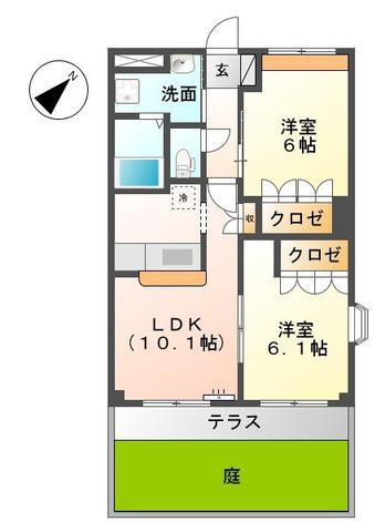 メゾン・アルカディア(2LDK/1階)の間取り写真