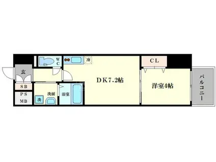 LC本町東II(1DK/10階)の間取り写真