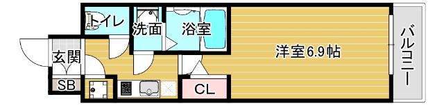 ファーストレジデンス大阪ベイサイド(1K/9階)の間取り写真