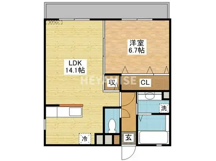 エトワール諫早(1LDK/3階)の間取り写真