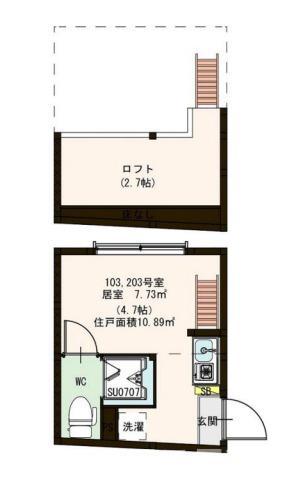 ハーモニーテラス南小岩IV(ワンルーム/2階)の間取り写真