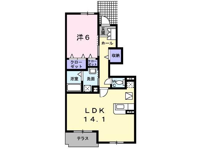 フローリア漣 4号館(1LDK/1階)の間取り写真