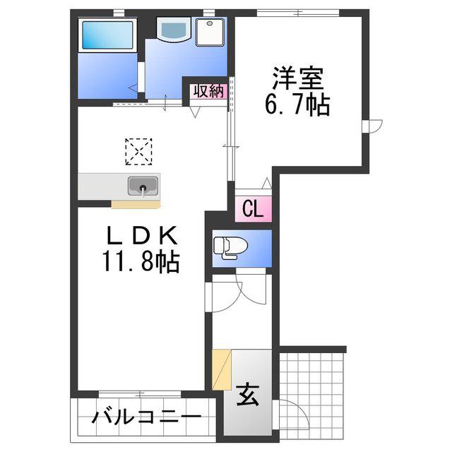シャーメゾンLEAVES(1LDK/1階)の間取り写真