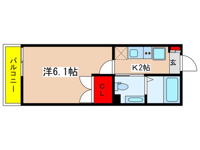 アザーレ・バモス新百合(1K/2階)の間取り写真