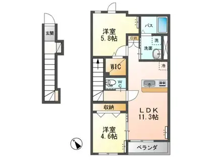 HERMANAVI(2LDK/2階)の間取り写真