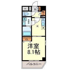 プランドール城見通(1K/4階)の間取り写真