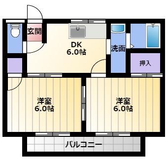 タウニィ(2DK/2階)の間取り写真