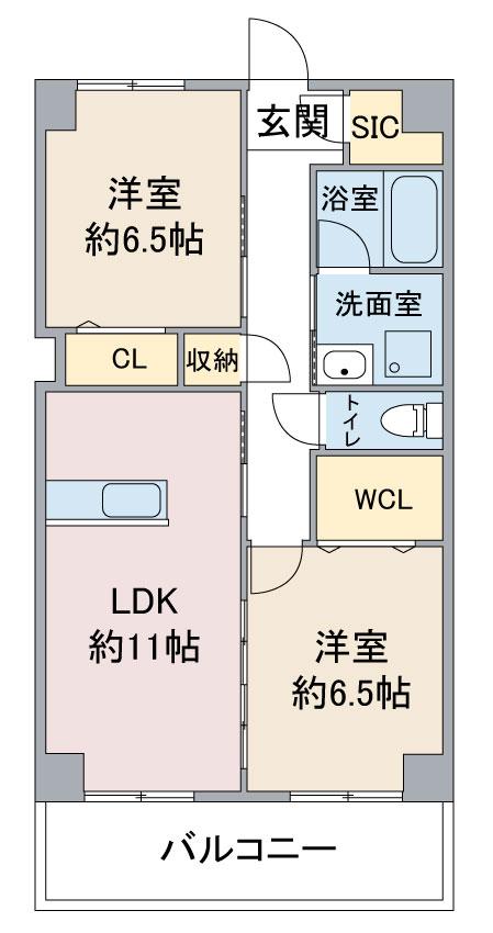 第3翠芳ビル(2LDK/1階)の間取り写真