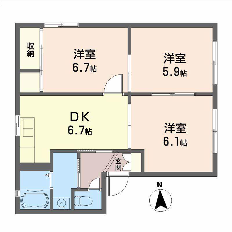 シャーメゾンくすの木(3DK/1階)の間取り写真