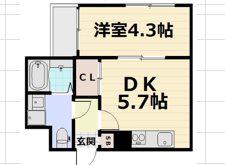 THE GARNET SUITE RESIDENCE山科ウエスト(1DK/1階)の間取り写真