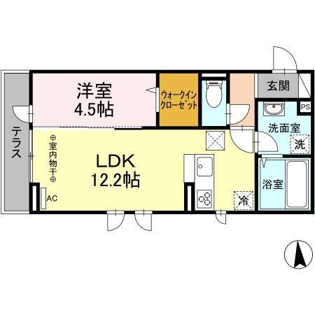 DーROOM DEARCOURT 幸町 III(1LDK/1階)の間取り写真