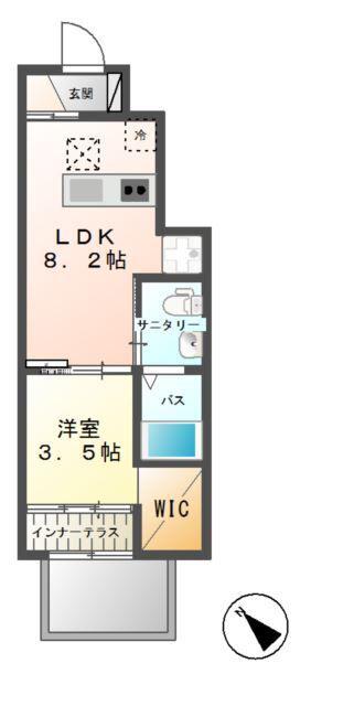 ファブール(1LDK/1階)の間取り写真