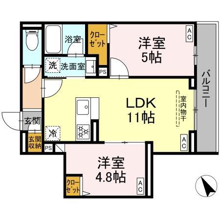 セレスティア桜上水(2LDK/2階)の間取り写真