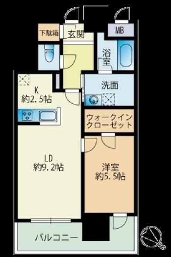RJRプレシア天神サウス(1LDK/6階)の間取り写真