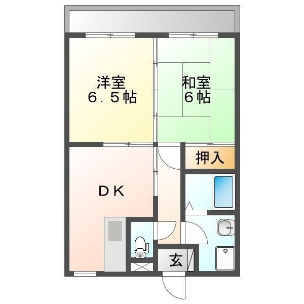 ピアレージュ 剣之宇都 (2DK/2階)の間取り写真