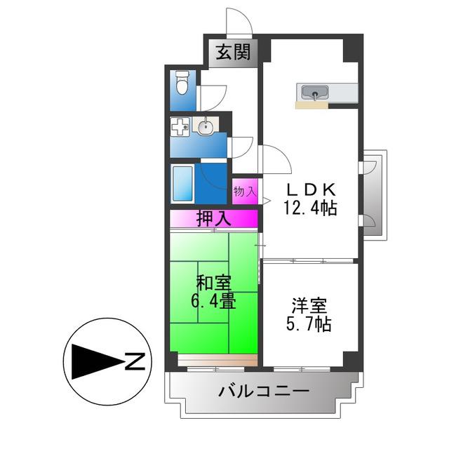 デルニエアン(2LDK/4階)の間取り写真