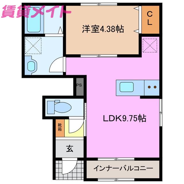 リーブルファイン大治田III 2号棟(1LDK/1階)の間取り写真