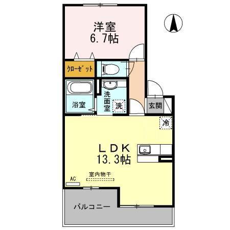 RE・EARTHの杜 かわ(1LDK/2階)の間取り写真