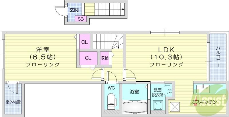 GRACE NATORI(1LDK/2階)の間取り写真