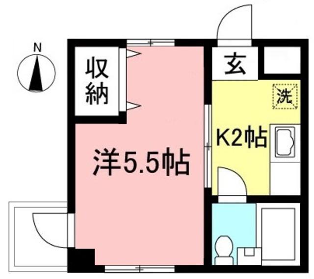 芦花ハイツ(1K/3階)の間取り写真