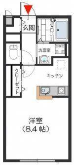 ワントゥリーヒル(ワンルーム/1階)の間取り写真