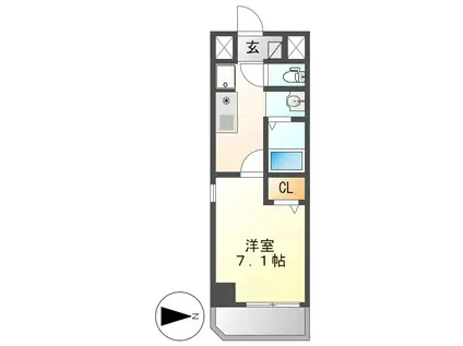 グランディア那古野(1K/4階)の間取り写真