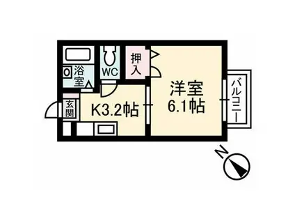 イストワール(1K/2階)の間取り写真