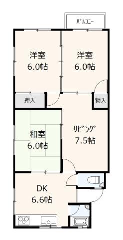 城ヶ丘マンション(3LDK/4階)の間取り写真