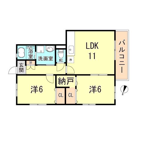 パルメゾン水木(2LDK/1階)の間取り写真