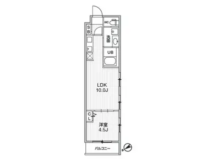 ALIVIS本八幡(1LDK/3階)の間取り写真