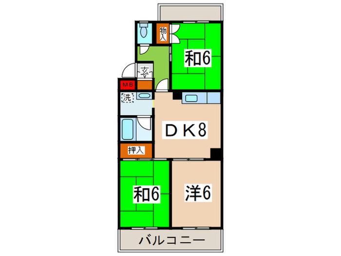 ローゼ鷺沼(3DK/3階)の間取り写真