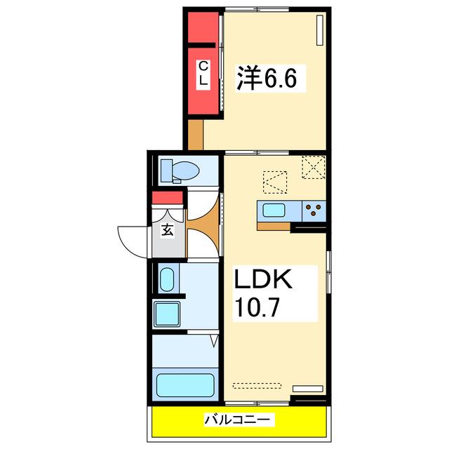 D‐ROOM女池上山II(1LDK/3階)の間取り写真