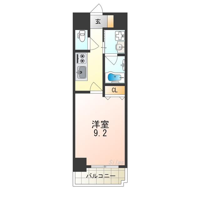 TKアンバーコート津久野(1K/6階)の間取り写真