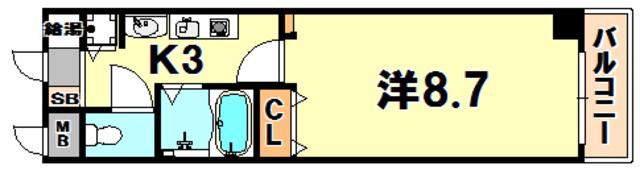 ロイヤルヒル神戸三ノ宮(1K/11階)の間取り写真