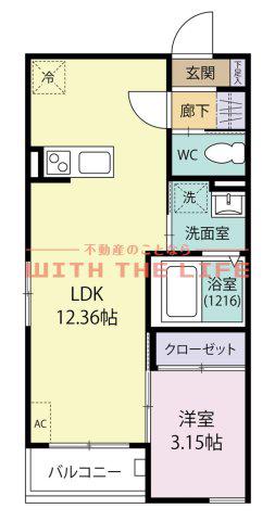 BRAVEBASE宿町(1LDK/2階)の間取り写真