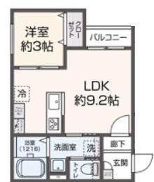 DELICA花畑(1LDK/1階)の間取り写真