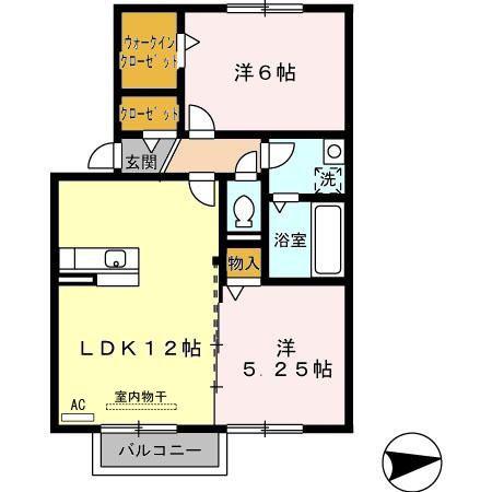 さくらHILL A棟(2LDK/2階)の間取り写真