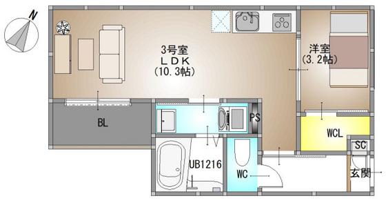 REGALEST 藤原光町(1LDK/3階)の間取り写真