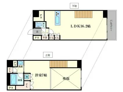 KDXレジデンス本町橋(1LDK/6階)の間取り写真